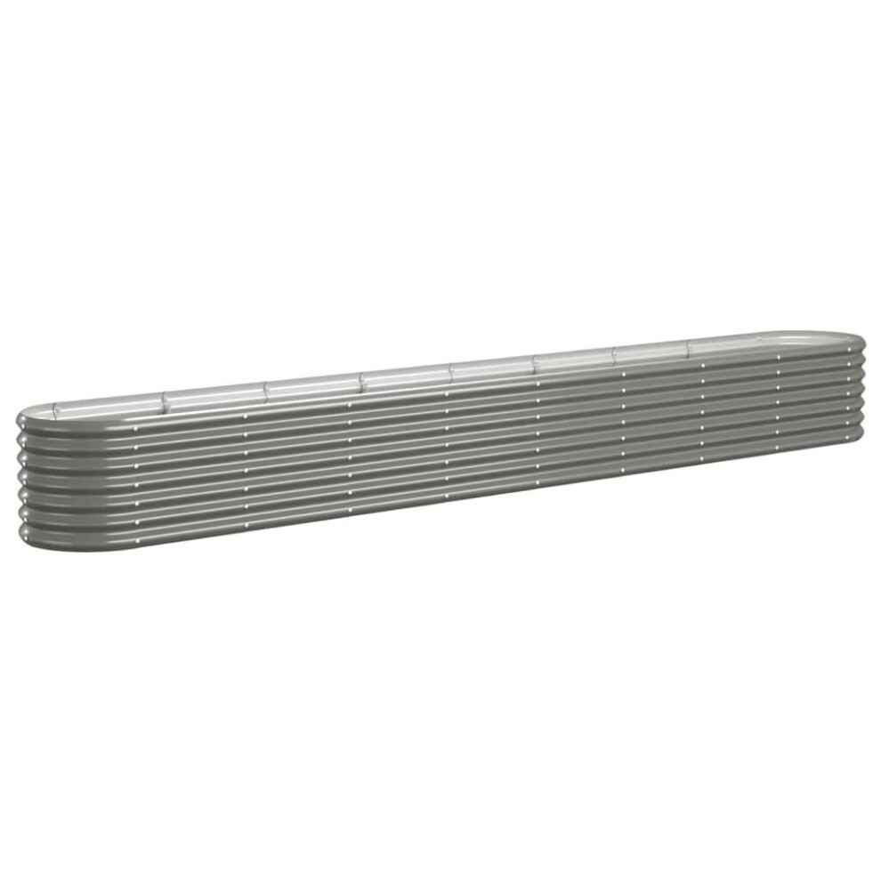 Vidaxl (Grey, 332 X 40 X 36 Cm) Garden Planter Patio Flower Pot Raised Garden Bed Powder-Coated Steel