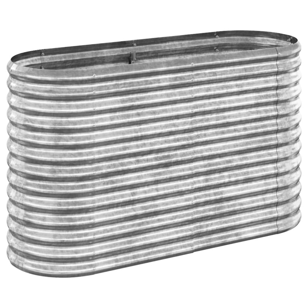 Vidaxl (, 114 X 40 X 68 Cm) Garden Planter Patio Flower Pot Raised Garden Bed Powder-Coated Steel Silver