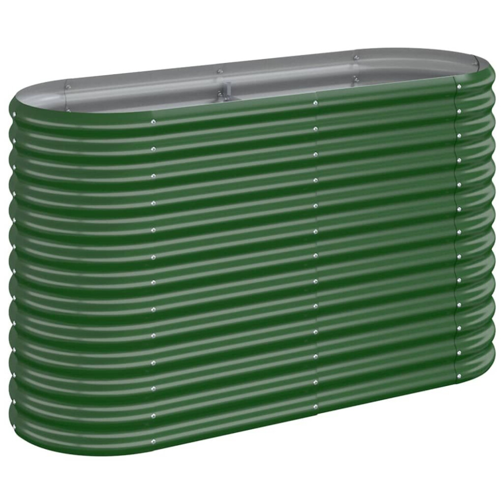 Vidaxl (, 114 X 40 X 68 Cm) Garden Planter Patio Flower Pot Raised Garden Bed Powder-Coated Steel Green