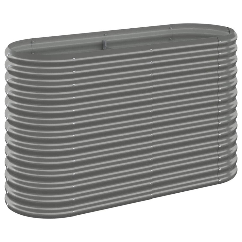 Vidaxl (, 114 X 40 X 68 Cm) Garden Planter Patio Flower Pot Raised Garden Bed Powder-Coated Steel Grey