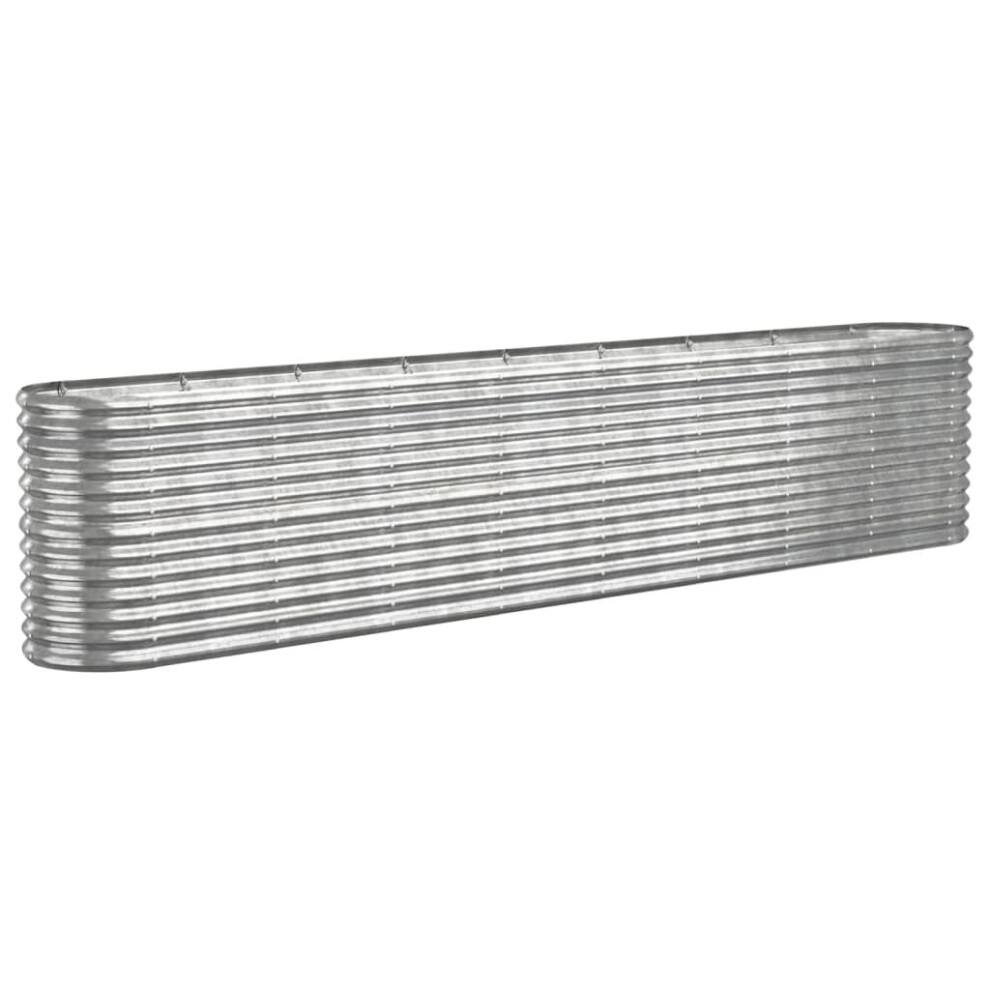Vidaxl (, 332 X 40 X 68 Cm) Garden Planter Patio Flower Pot Raised Garden Bed Powder-Coated Steel Silver
