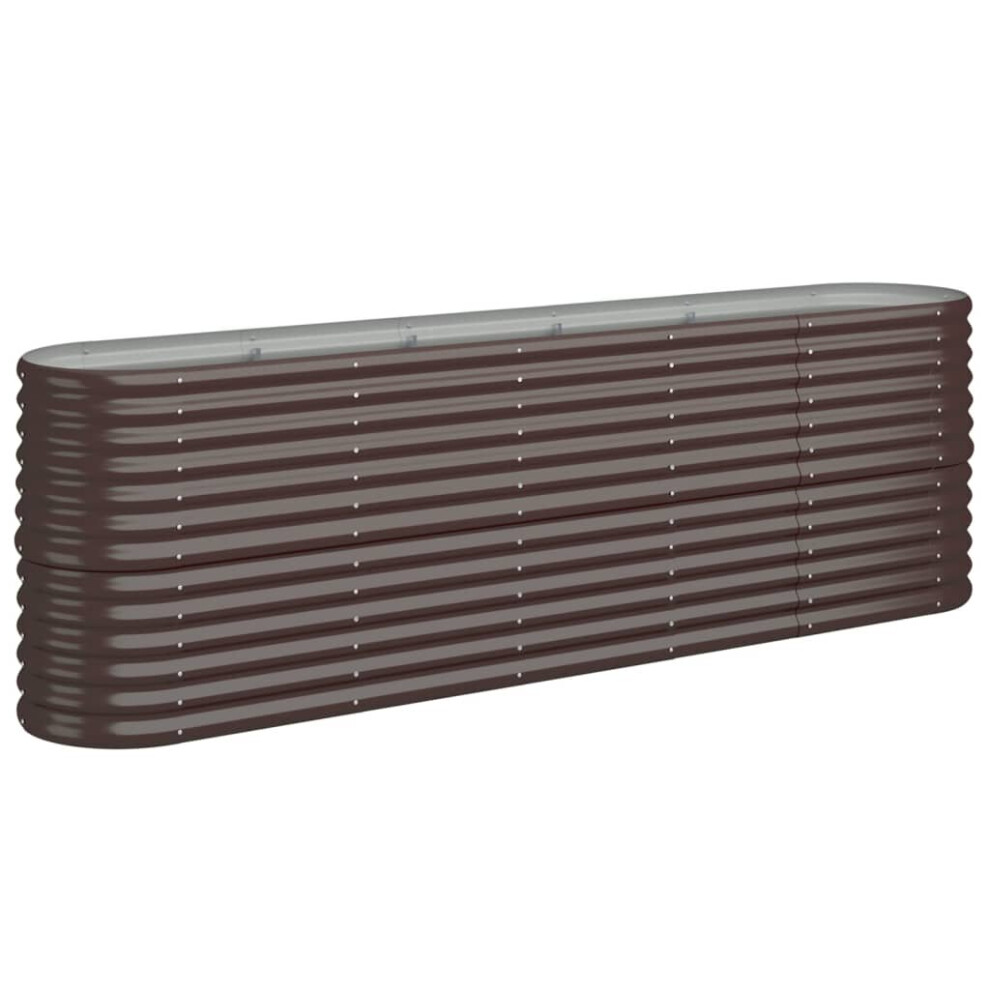 Vidaxl (, 224 X 40 X 68 Cm) Garden Planter Patio Flower Pot Raised Garden Bed Powder-Coated Steel Brown