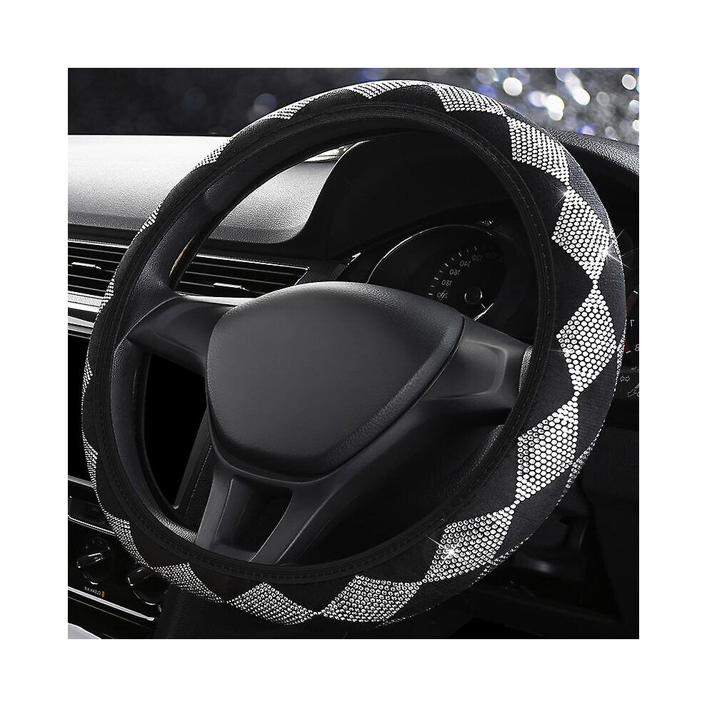 ( Diamond, 38Cm) Diamond Car Steering Wheel Cover Bling Rhinestone Grip Luxury Vehicle Decoration White 755769708642
