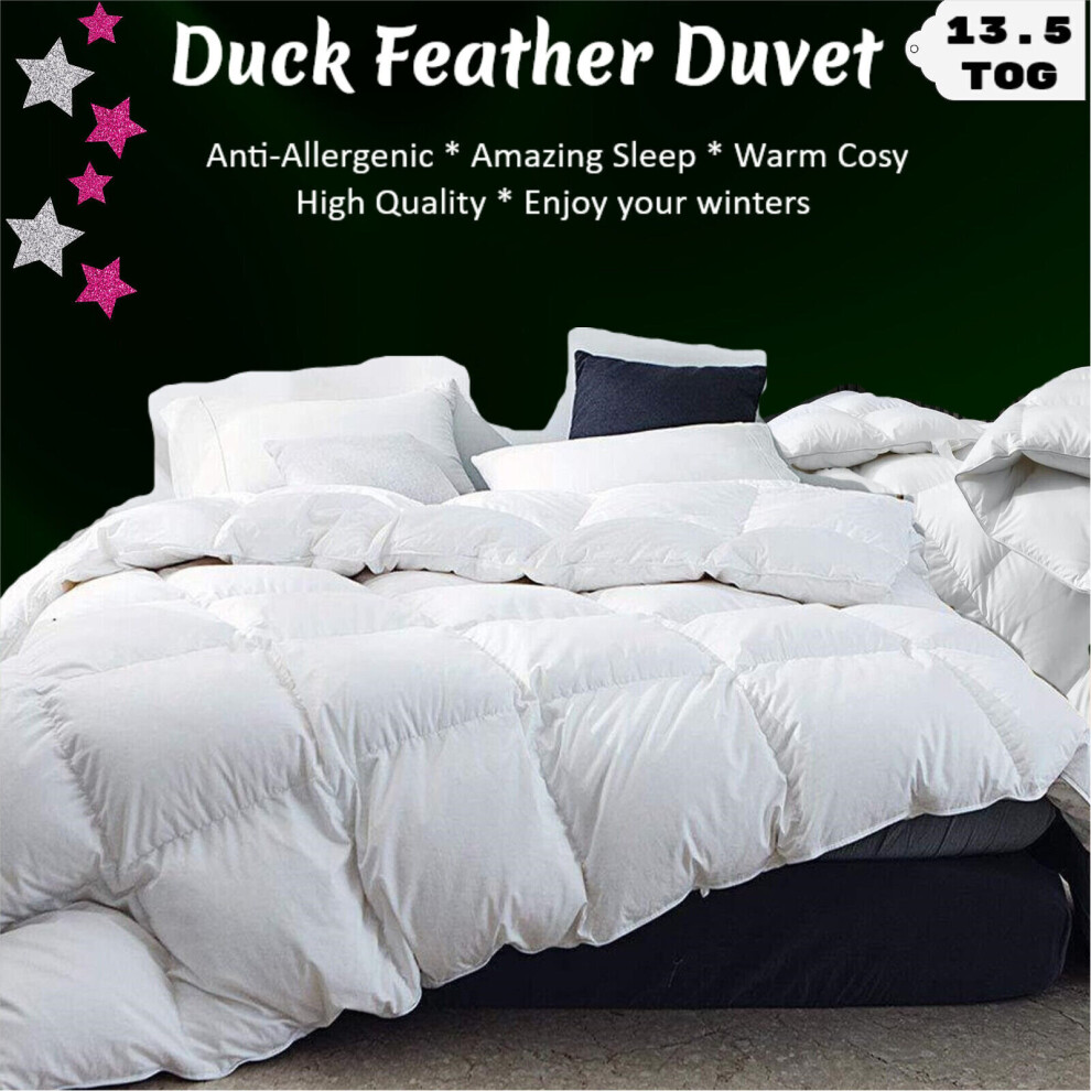 Luxury Hotel Quality White Duck Feather Down Duvet 13.5 Tog Light Weight Comforter All Season Quilt