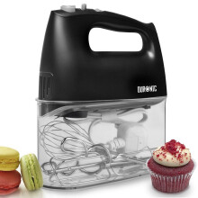 Duronic HM4  /BK Electric Hand Mixer, 5 Speeds, 400W, 5 Attachments: 2 Beaters/2 Dough Hooks/1 Whisk, All-in-One with Built-In Storage Case (black)