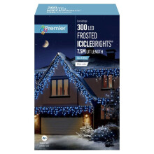 300 LED Frosted Icicle Christmas Lights Blue & White Multi Action 5M
