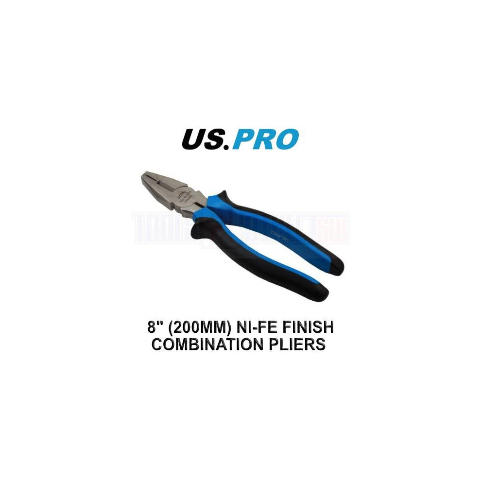 US PRO Tools Combination Electrical Pliers Soft Grip NI FE Plier 8 Inch 200mm 2216