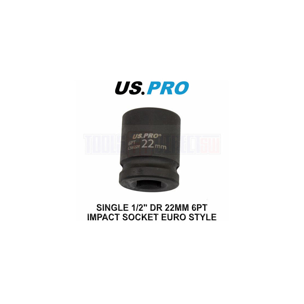 US PRO Tools 22mm Impact Socket 1/2" Drive 6 Point Single Hex 3823