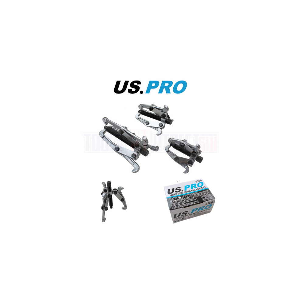 US PRO Tools 3pc Three Leg Gear Puller Set With Reversible Arms 75, 100, 150mm 5169