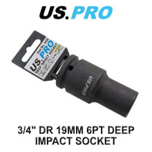 US PRO Tools Single 3/4" Dr 19MM 6PT Deep Impact Socket 3408