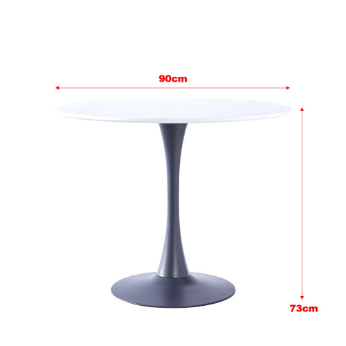 Living And Home Small Compact Round Wooden Dining Table Bistro Kitchen Space Saving Black Base 1