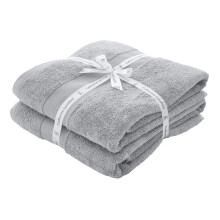 (Silver) Catherine Lansfield Anti-Bacterial 100% Cotton Bath Sheet, 2 Pack
