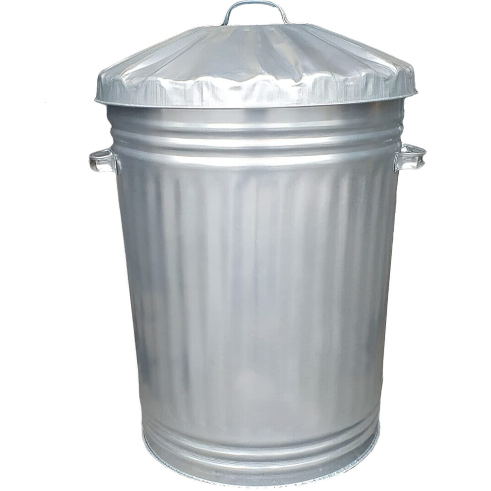 Large Metal Bin with Dustbin Lid - Steel Bin Indoor or Outdoor 95L