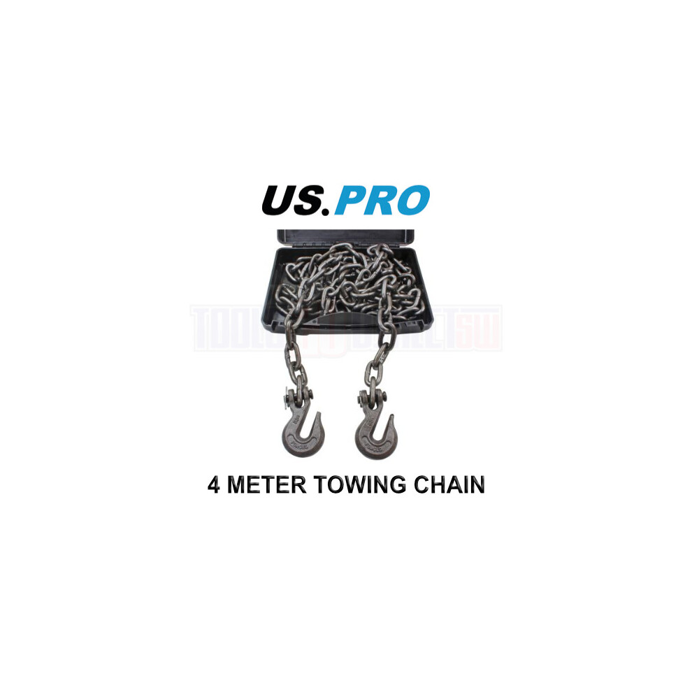 US PRO 4 Meter Steel Heavy Duty Towing Chain With Hooks 1770KGS 9127