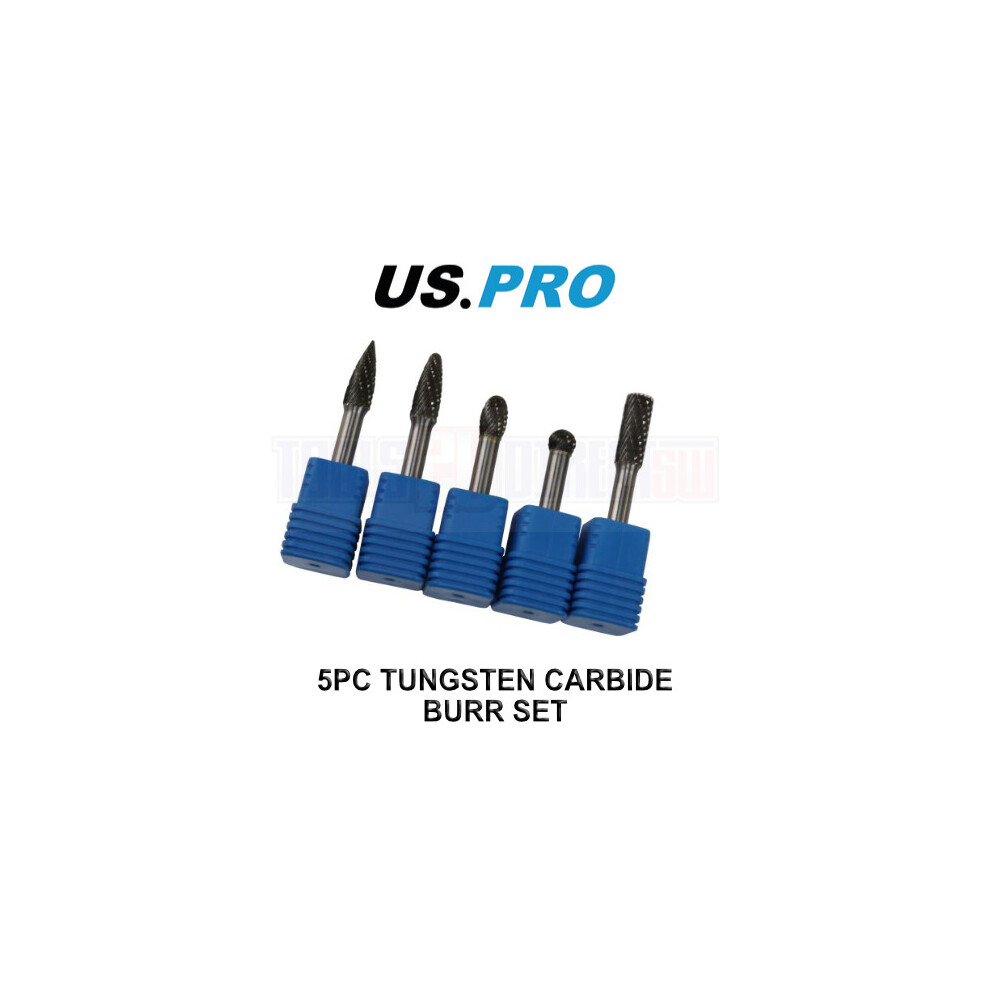 US PRO Tools 5pc 6mm Carbide Burr Set Burrs Tungsten Steel Hole Enlarger 7074