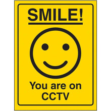 VSafety Smiley Face You are on CCTV Sign - 150mm x 200mm - Rigid Plastic