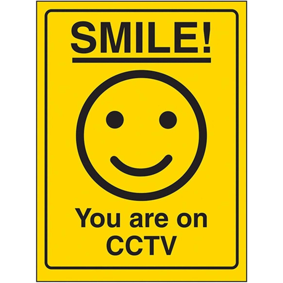 V Safety Vsafety Smiley Face You Are On Cctv Sign - 150Mm X 200Mm - Rigid Plastic