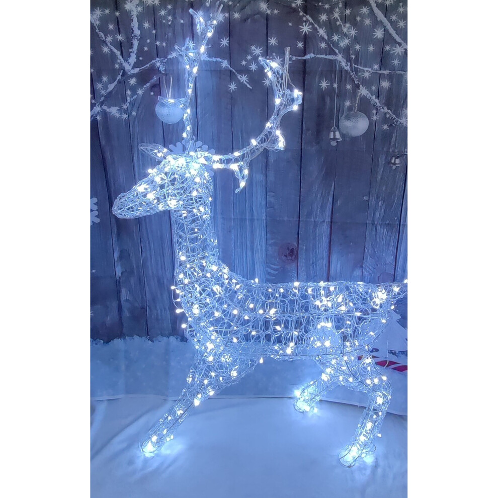 Soft Acrylic LED Christmas Stag White LED Light Up Figure 1.4M