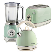 Ariete ARPK26 Retro Style Dome Kettle, Toaster & Jug Blender Set, Vintage Design, Green