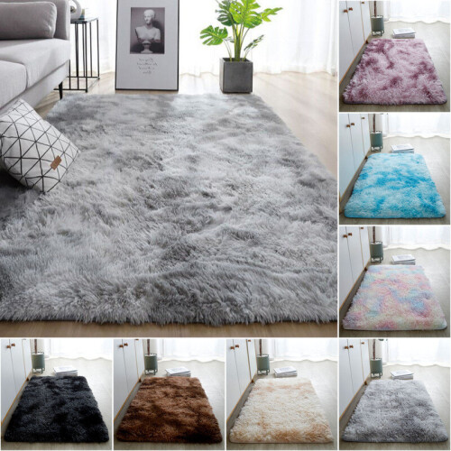 (Black, 200 X 250 cm) Large Shaggy Fluffy Rugs Anti Slip Soft Carpet for Luxury Floor Area Bedroom Living Dining Room