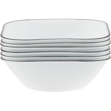 Corelle Square Simple Lines Dinner Plate Set, Glass, White, Bowl