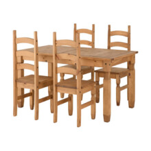 Corona Extending Dining Set (4 Chairs) - Distressed Waxed Pine