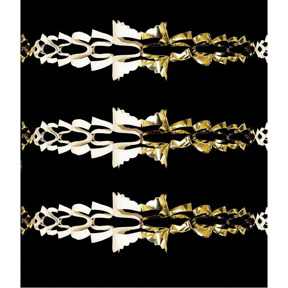 Premier 3 Foil Christmas Garlands Decoration Gold & Ivory Garland 2.7M - Image 3