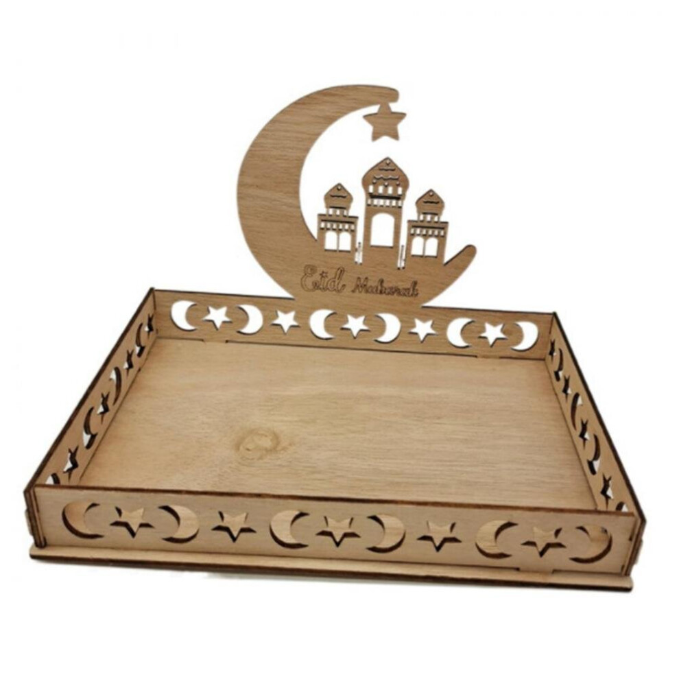 Hkhbjs Wooden Eid Mubarak Food Tray Ramadan Decoration For Home