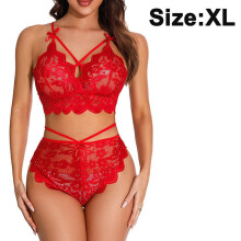 2 Piece Women Sexy Lace Lingerie Set Mesh Bra And Panty Lingerie Strap Babydoll Strappy Lace Lingerie