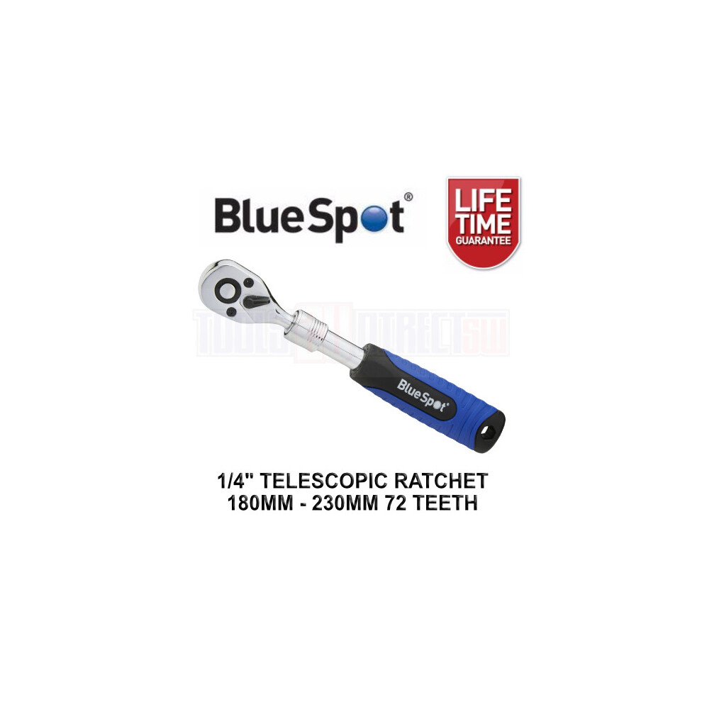 BlueSpot 1/4" Dr 72 Teeth 180mm to 230mm Flexible Extendable Ratchet 02023