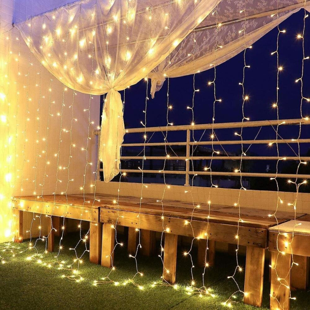 Curtain Lights Mains Powered, 3m X 6m Led Curtain Fairy Lights Decor