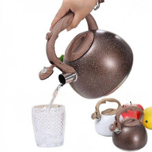Stainless Steel 3l Tea Pot Water Kettle Wood Pattern Handlewith Whistle Induction Kettles
