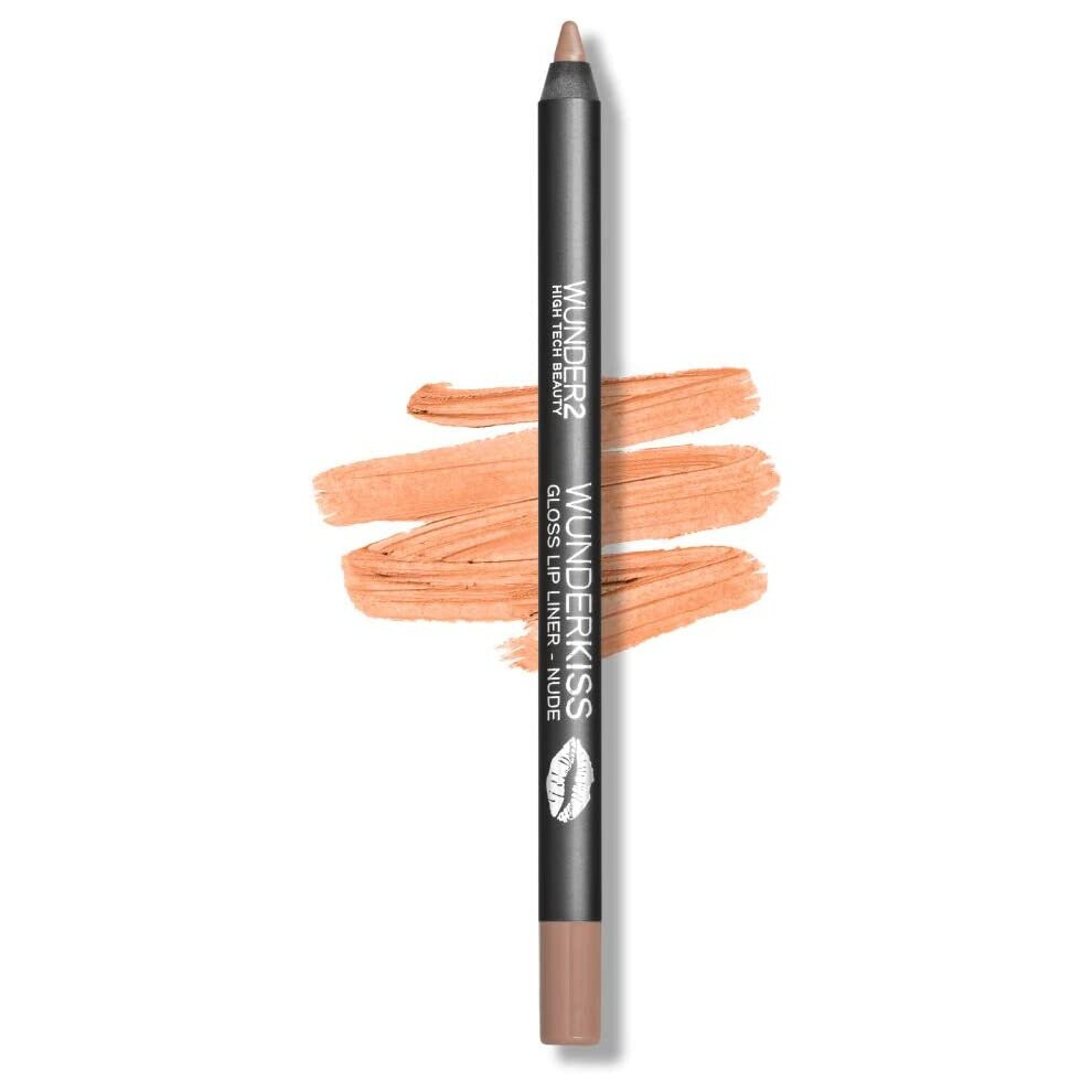 Wunder2 LIPS Makeup Gloss Lip Liner Pencil Nude Long Lasting Glossy High Shine, Wunderkiss