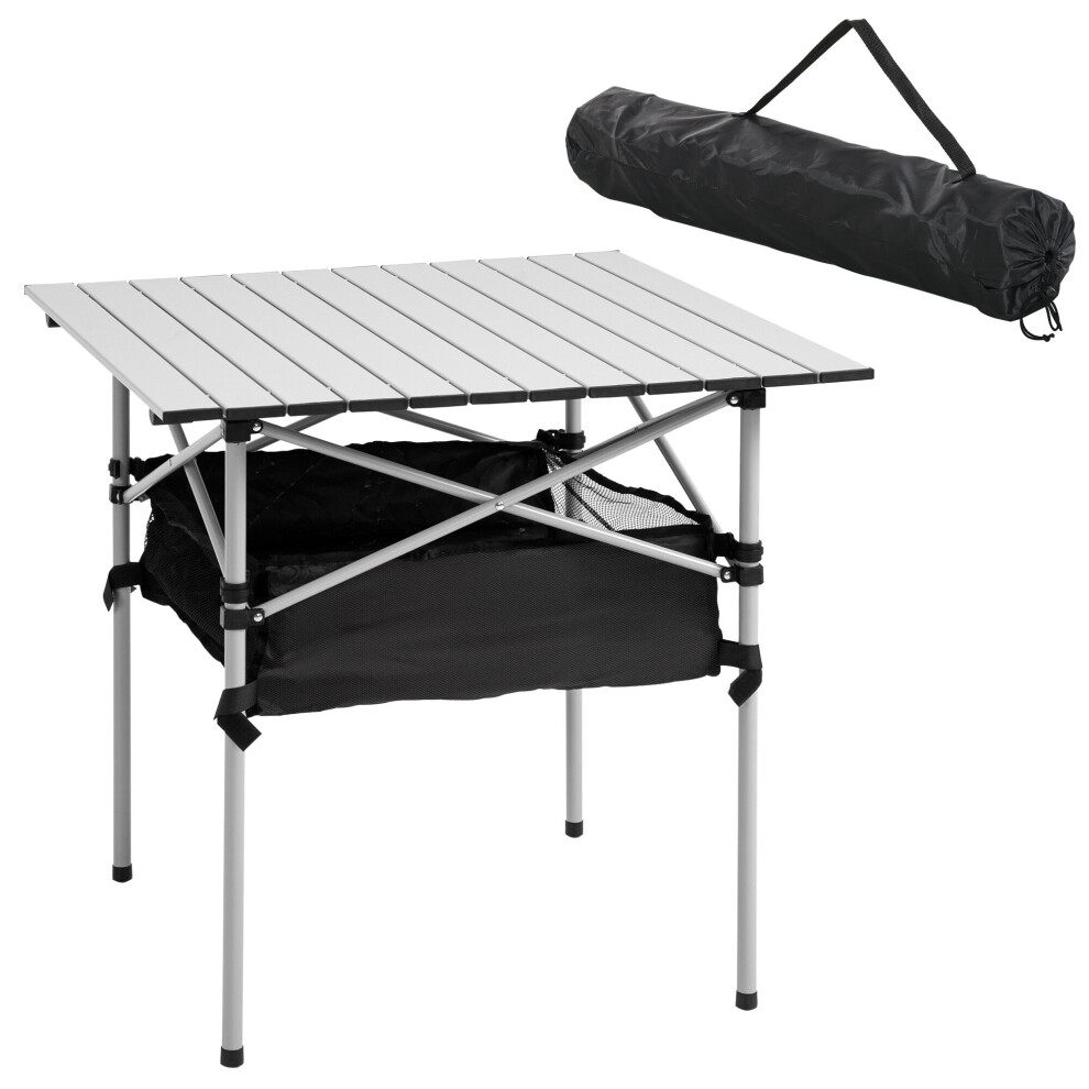 Outsunny Aluminum Camping Table Folding Table Picnic Table w/ Mesh Bag, Silver