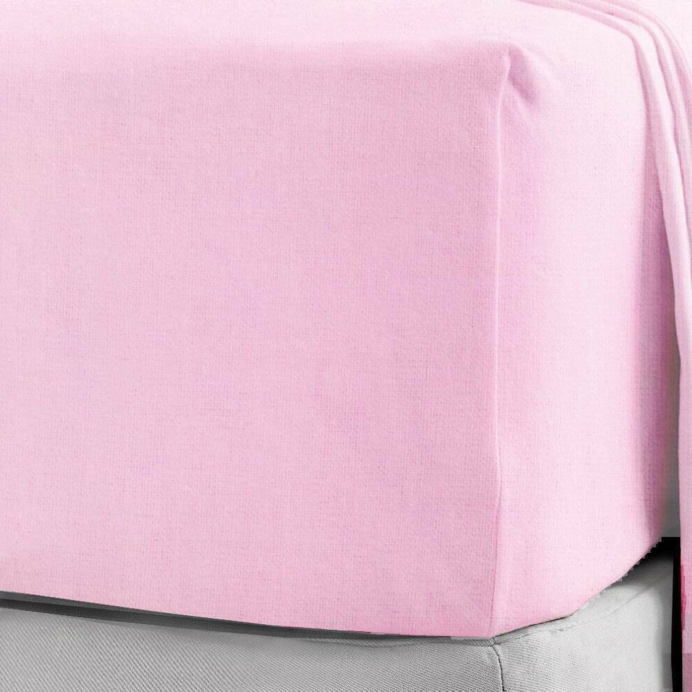 Northern Luxe ( King ) Extra Deep Flannelette Fitted Sheet & Pillowcase Pink