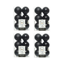 48 Black Christmas Baubles 6cm Shatterproof Shiny Matt Decoration