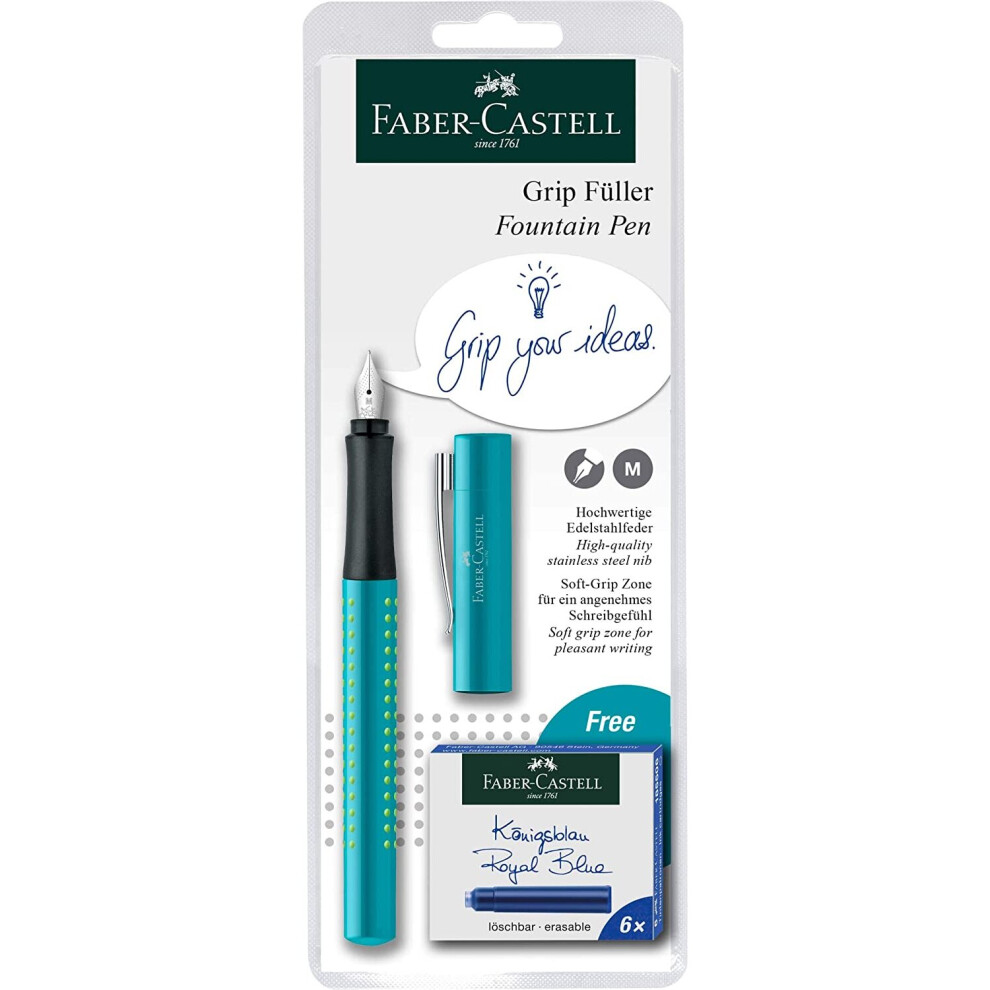 Faber-Castell Grip 2010 Fountain Pen - Left and Right Handed - Assorted Colours - 140991