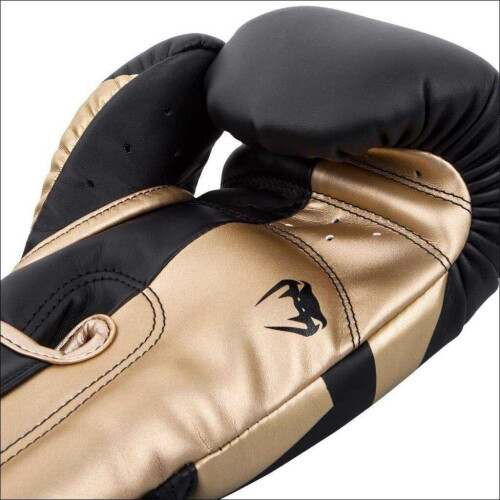 (14 oz) VENUM ELITE BOXING GLOVES - BLACK/GOLD 2