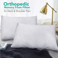 (Memory Foam Pillow) Hotel Quality Egyptian Cotton Soft Quilted Pillows