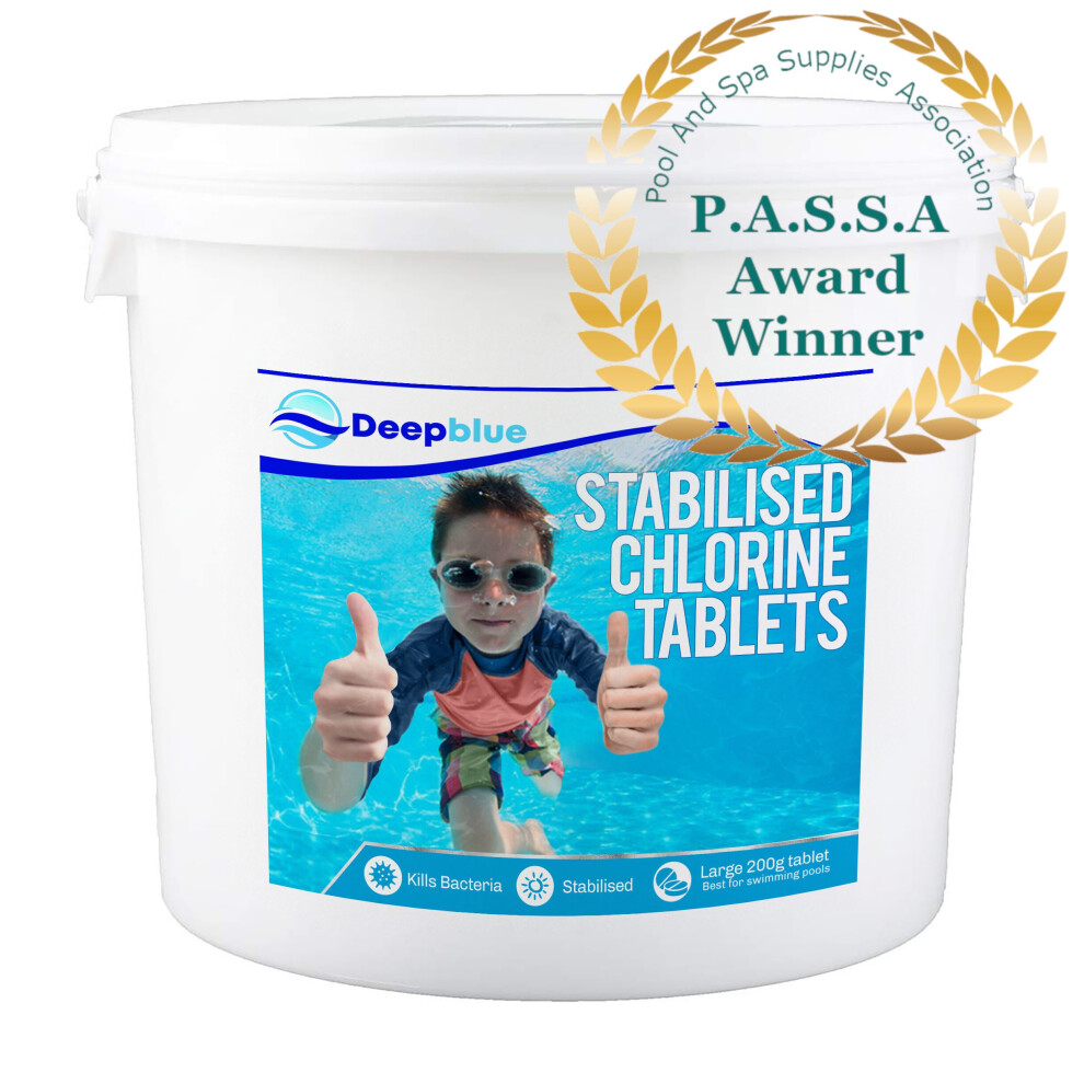 Deep Blue Pro - 200g STABILISED Chlorine Tablets x100 20kg SLOW RELEASE