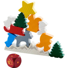 HABA Animal Upon Animal Christmas Limited Edition Wooden Stacking Game in Collector's Tin - Fun Games with Wooden Animals & Christmas Games