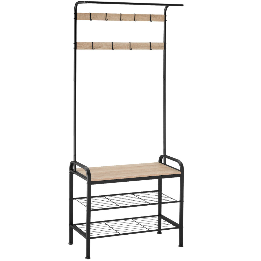 tectake Coat & shoe rack Wichita 73.5x36x184cm - Industrial style wardrobe, coat stand - industrial wood light, oak Sonoma