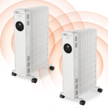 Igenix IG2621 Digital Oil Filled Radiator, 2kW/2000W, Overheat Protection, White, 2 Pack