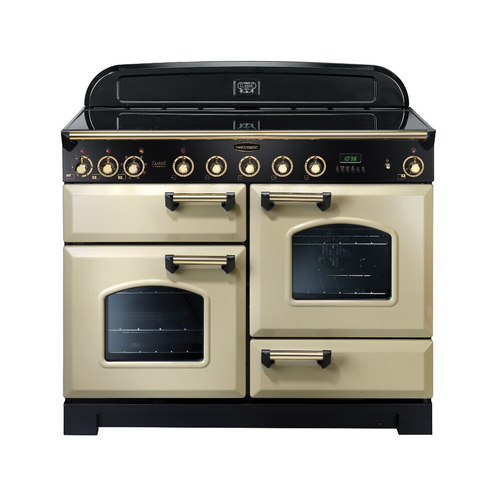 Rangemaster CDL110EICR/B Classic Deluxe Cream with Brass Trim 110cm Induction Range Cooker - A Rated - 90440