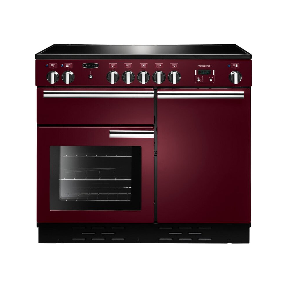 Rangemaster PROP100EICY/C Professional Plus Cranberry with Chrome Trim 100cm Induction Range Cooker - Red - A Rated - 96050