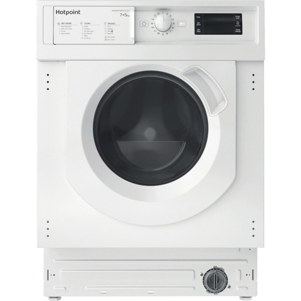 Hotpoint Biwdhg75148ukn Integrated Washer Dryer - 7Kg Wash, 5Kg Dry, 1400Rpm, Steam, White
