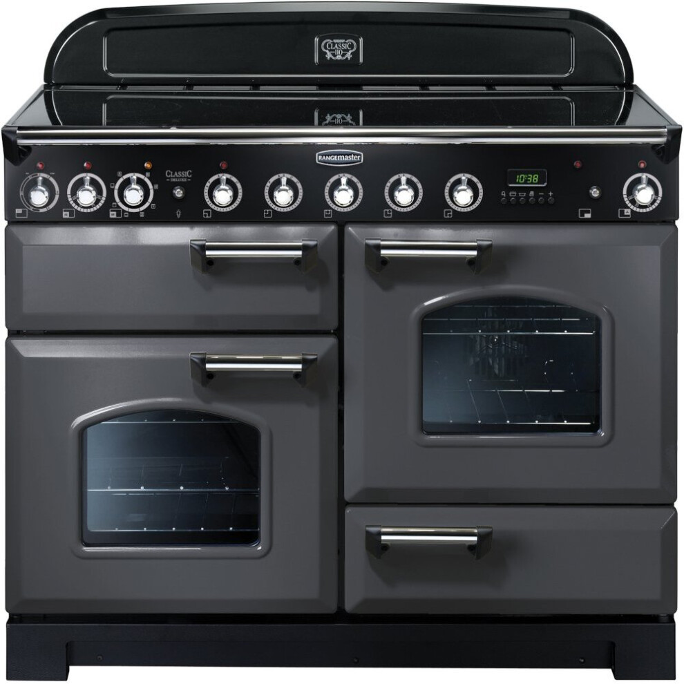 Rangemaster CDL110EISL/C Classic Deluxe Slate with Chrome Trim 110cm Induction Range Cooker - Grey - A Rated - 123410