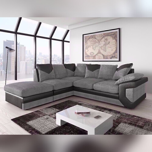 MN Furniture (Black Grey, Left Corner Sofa) Modern Denver 3+2 and Corner Luxuries Sofa