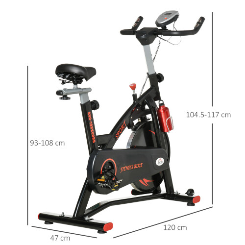 Stationary Exercise Bike with 10KG Flywheel and Phone Holder, Red on OnBuy