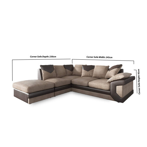 MN Furniture (Beige Brown, Left Corner Sofa) Modern Denver 3+2 and Corner Luxuries Sofa 2